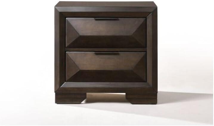 Espresso Wood and Veneer 2-Drawer Nightstand