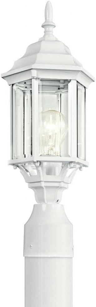 White Aluminum Traditional Outdoor Post Light with Lantern Shade