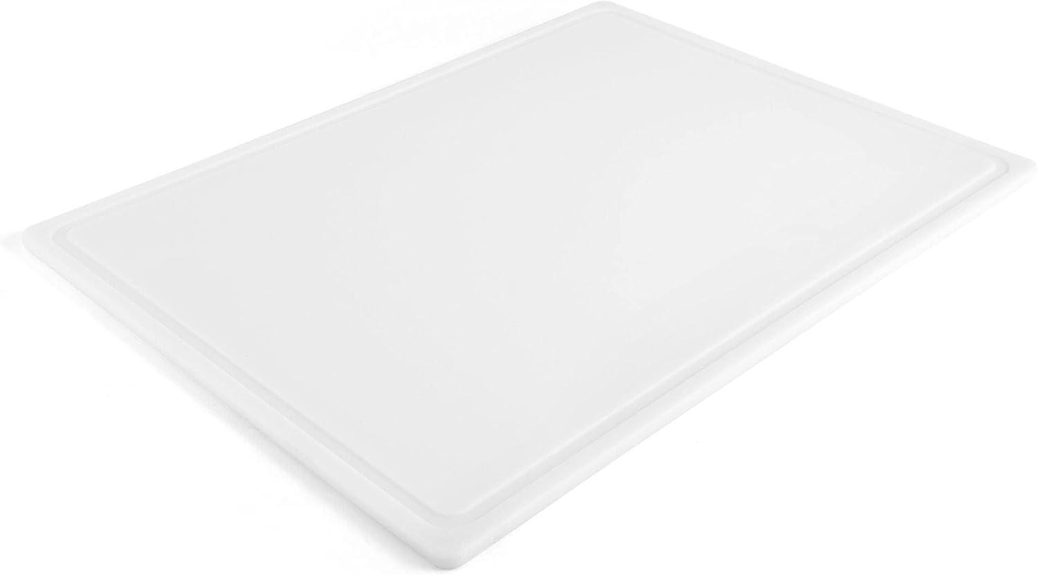 Extra-Large White Plastic Rectangular Cutting Board with Juice Groove