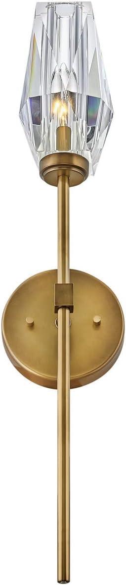 Ana 1-Light Wall Sconce w/ Faceted Heavy-Cut Diamond-Shaped Crystal Shade - Heritage Brass