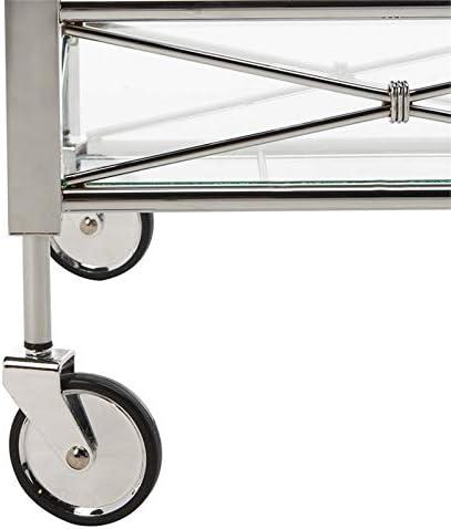 Ingrid 2 Tier Bar Cart - Chrome/Tempered Glass - Safavieh