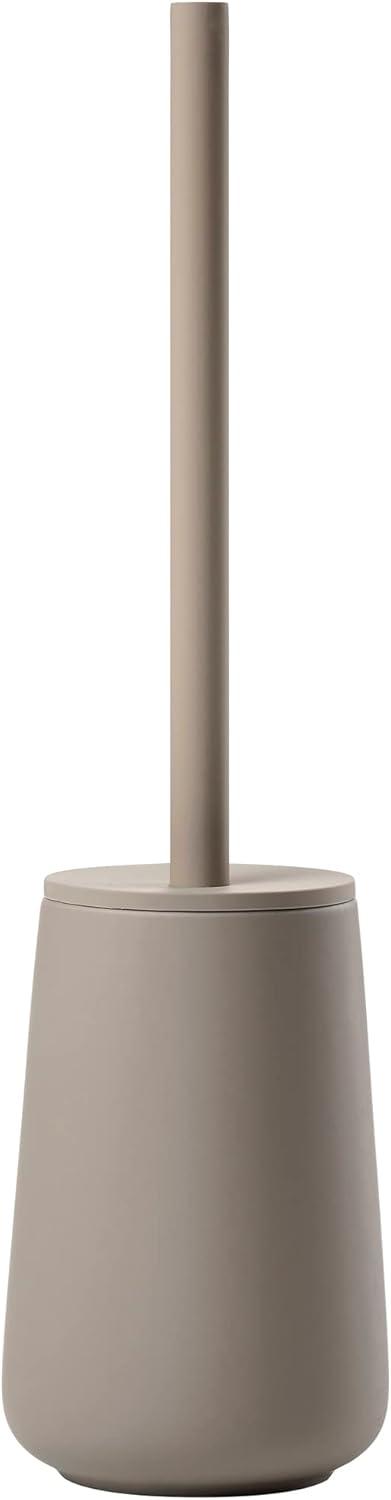 Taupe Ceramic Soft Touch Toilet Brush Holder Set
