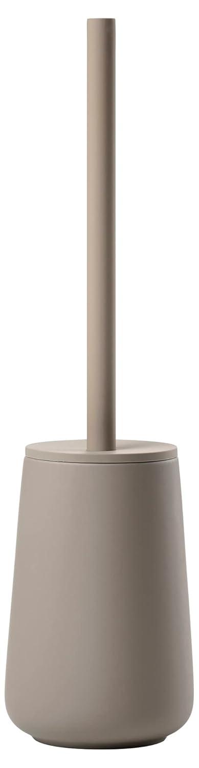 Taupe Ceramic Soft Touch Toilet Brush Holder Set