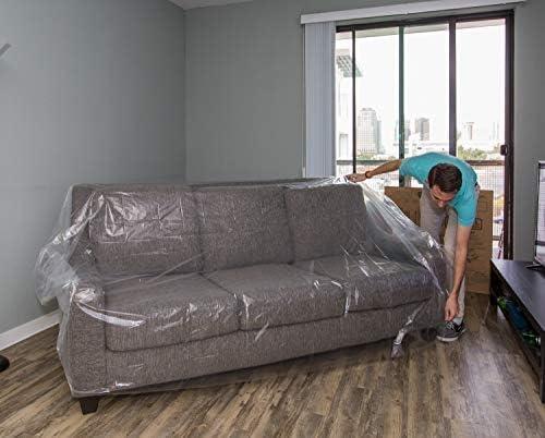 Clear Heavy-Grade Polyethylene Sofa Cover for Moving and Storage