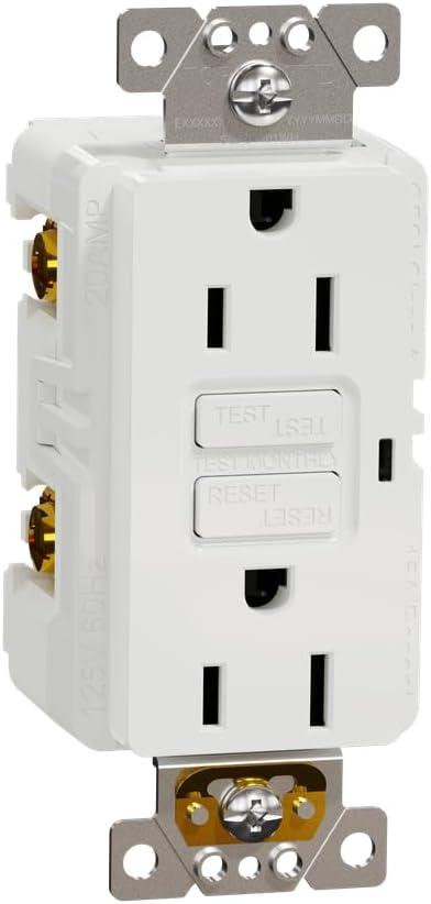 White 15A Tamper Resistant GFCI Duplex Decorator Receptacle Outlet