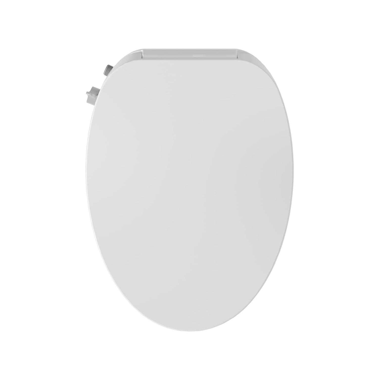 Electric Quiet Close Bidet Seat for Elongated Toilets in White
