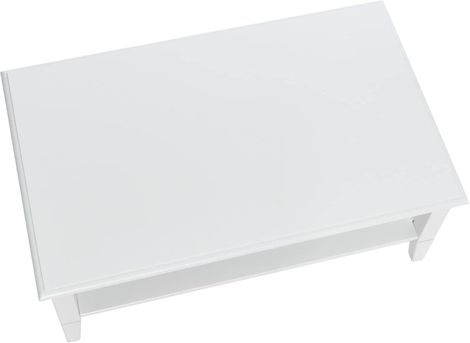Storied Home Pleasantville Coffee Table with Storage Shelf and Solid Wood Legs White: Country Style, Engineered Top