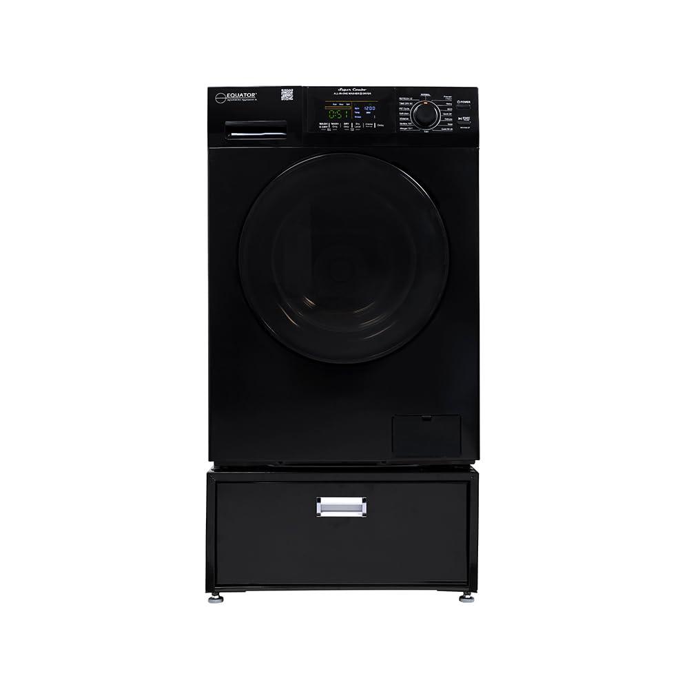 Equator Advanced Appliances All-in-one Washer Dryer Ventless FULLY BUILTIN 0-CLEARANCE 1.62cf/15lbs 110V 1400RPM with Pedestal EZ 4700 C + PDL 4455 Black