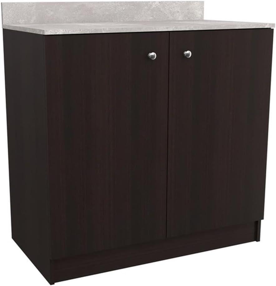 Espresso and Stone 2-Shelf Breakroom Base Cabinet