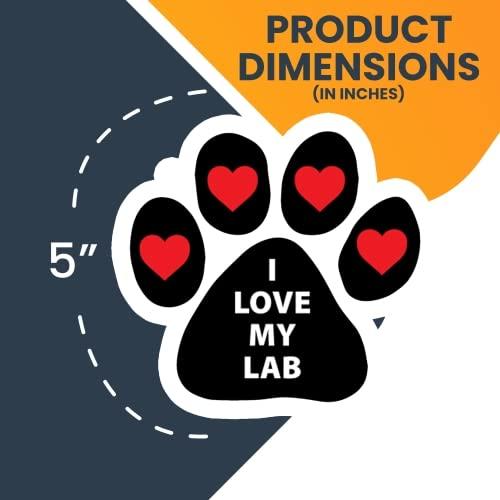 Magnet Me Up I Love My Lab Pawprint Magnet Decal, 5 Inch, Vinyl Automotive Magnet