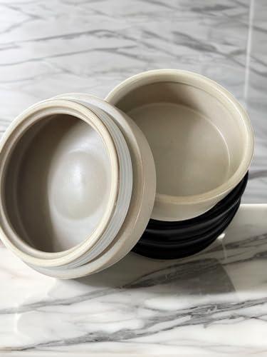 Gray Round Carved Ceramic Storage Box with Lid
