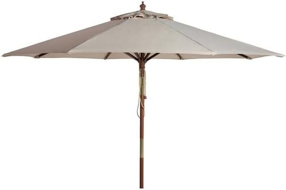 Cannes 11Ft Wooden Pulley Market Umbrella  - PAT8109 - Beige - Safavieh