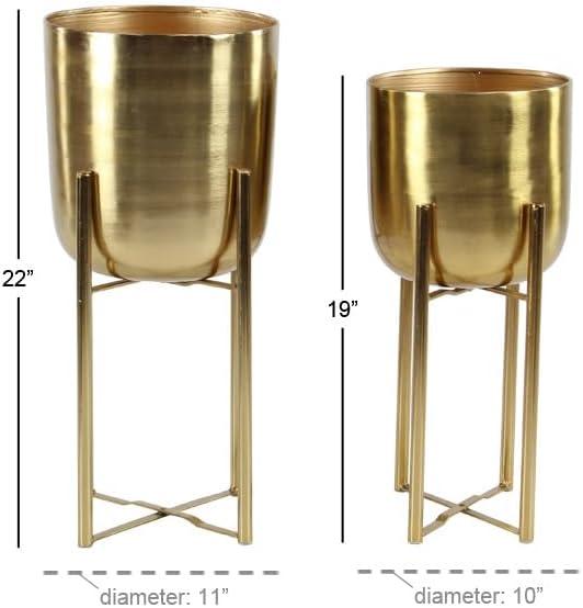 CosmoLiving by Cosmopolitan 2 - Piece Metal Dome Indoor Outdoor Planter with Removable Stand Set