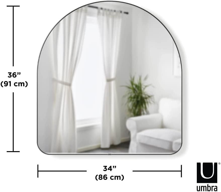 34" x 36" Hubba Arched Mirror Metallic Titanium - Umbra: Modern Oval Wall Mount, No Assembly, Steel Frame