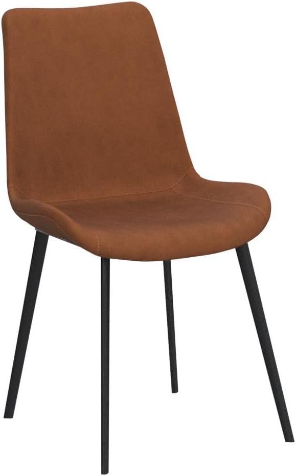 Chairs Set of 4, Modern Kitchen Dining Room Chairs, Upholstered Dining Accent Side Chairs in Faux Leather Cushion Seat and Sturdy Metal Legs (Set of 4 Brown Chairs)