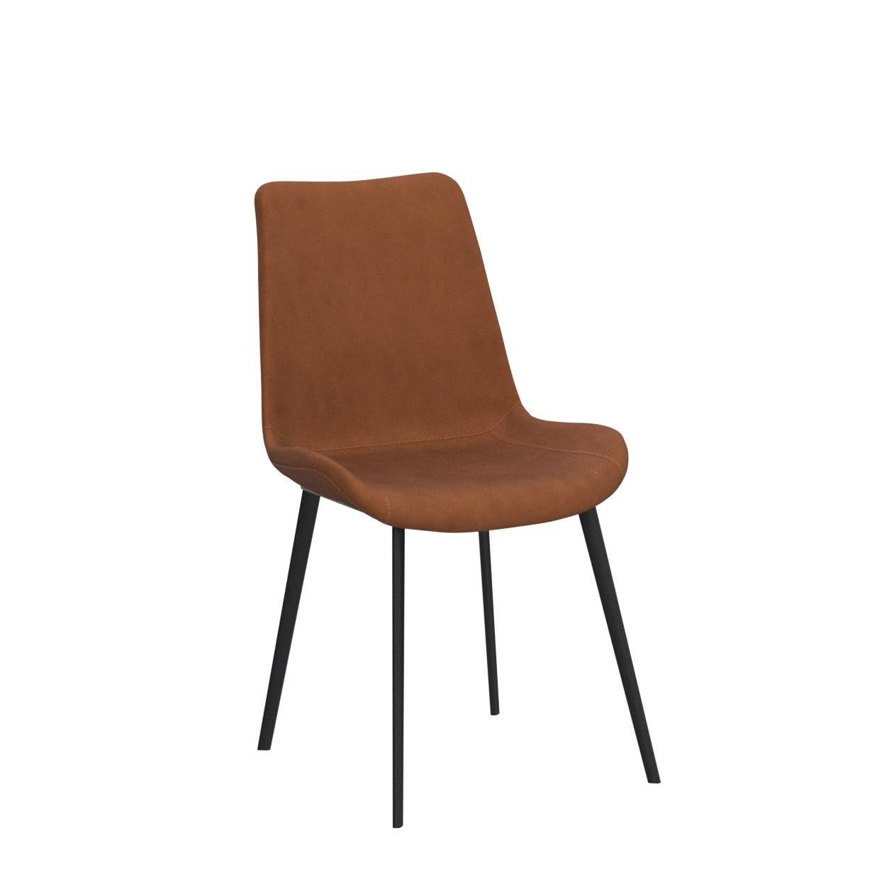 Chairs Set of 4, Modern Kitchen Dining Room Chairs, Upholstered Dining Accent Side Chairs in Faux Leather Cushion Seat and Sturdy Metal Legs (Set of 4 Brown Chairs)