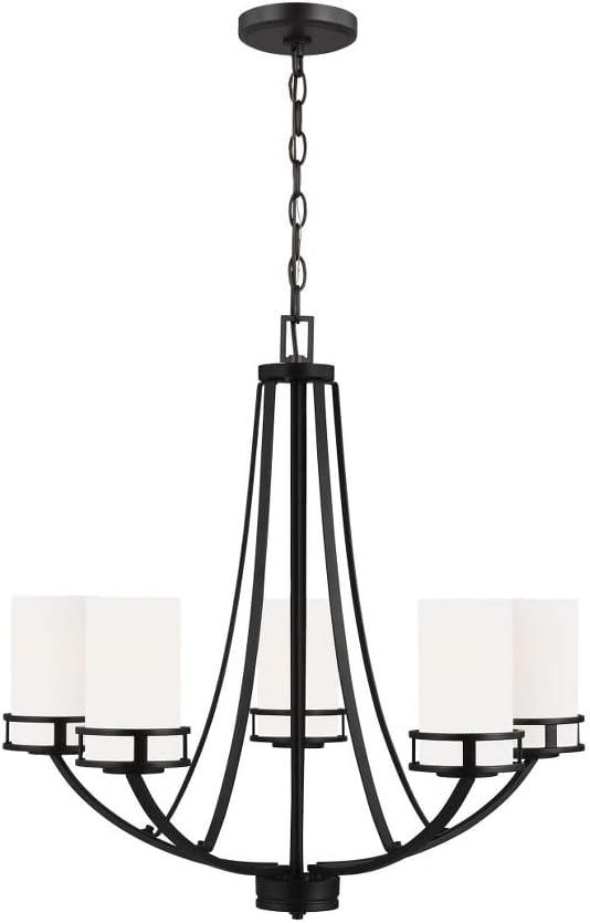 Generation Lighting 5-Light Robie Chandelier Midnight Black 3121605-112, Modern Ceiling Light Fixture for Room Decor| Chandelier for Dining Room or Living Room Uses A19 Standard or LED Light Bulbs