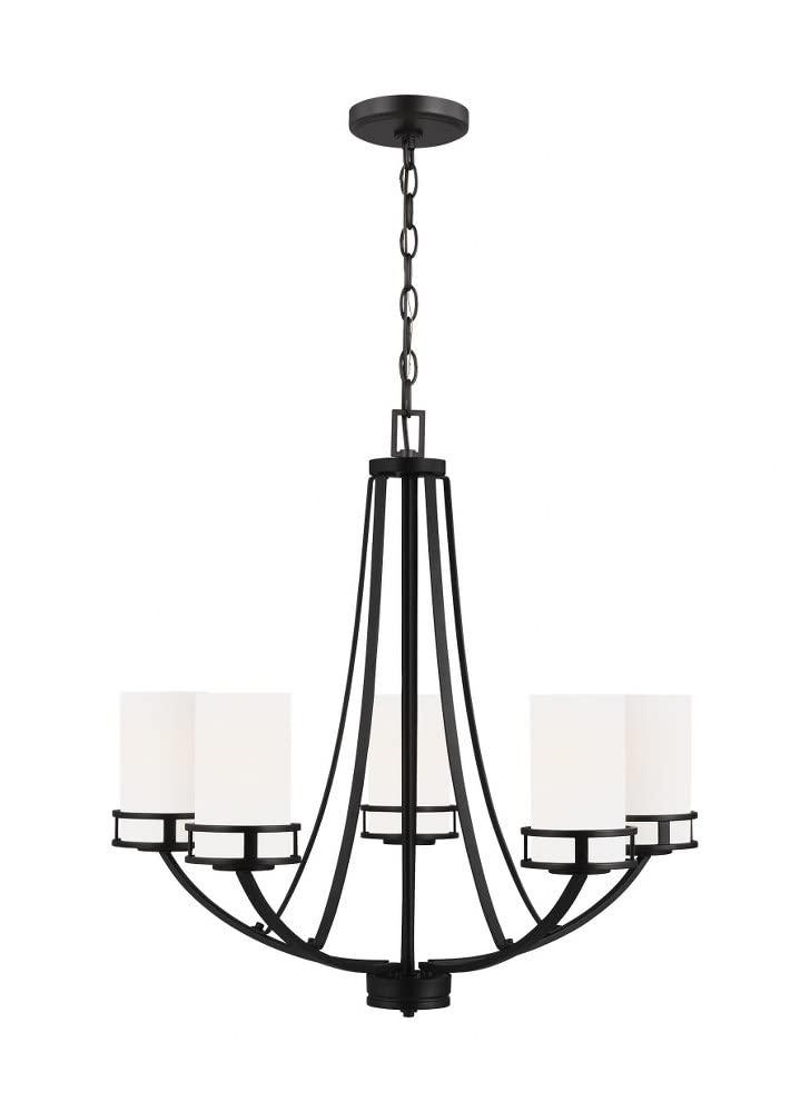Generation Lighting 5-Light Robie Chandelier Midnight Black 3121605-112, Modern Ceiling Light Fixture for Room Decor| Chandelier for Dining Room or Living Room Uses A19 Standard or LED Light Bulbs