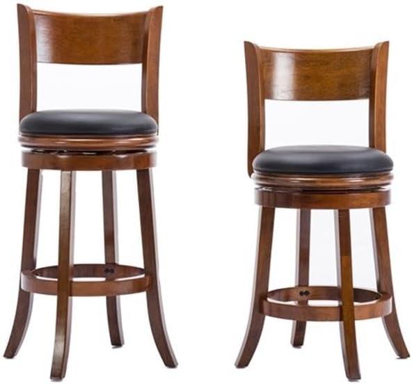 Boraam 24" Palmetto Swivel Hardwood Counter Height Barstool Walnut: Upholstered, Lacquered Finish, Foam Filled