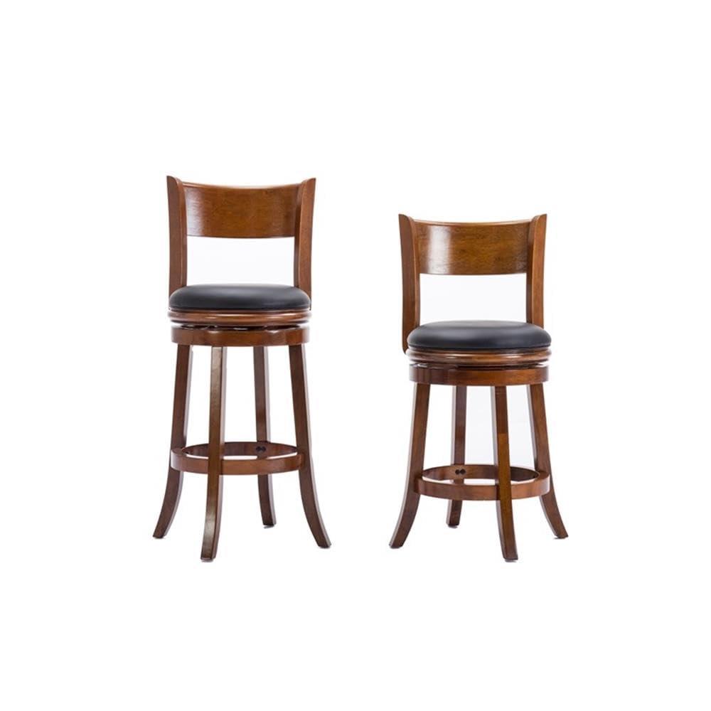 Boraam 24" Palmetto Swivel Hardwood Counter Height Barstool Walnut: Upholstered, Lacquered Finish, Foam Filled