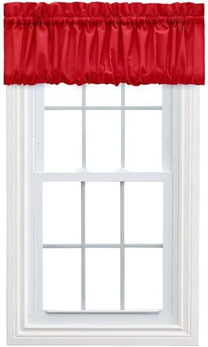 Ellis Stacey 1.5" Rod Pocket High Quality Fabric Solid Color Window Balloon Valance 60"x15" Red