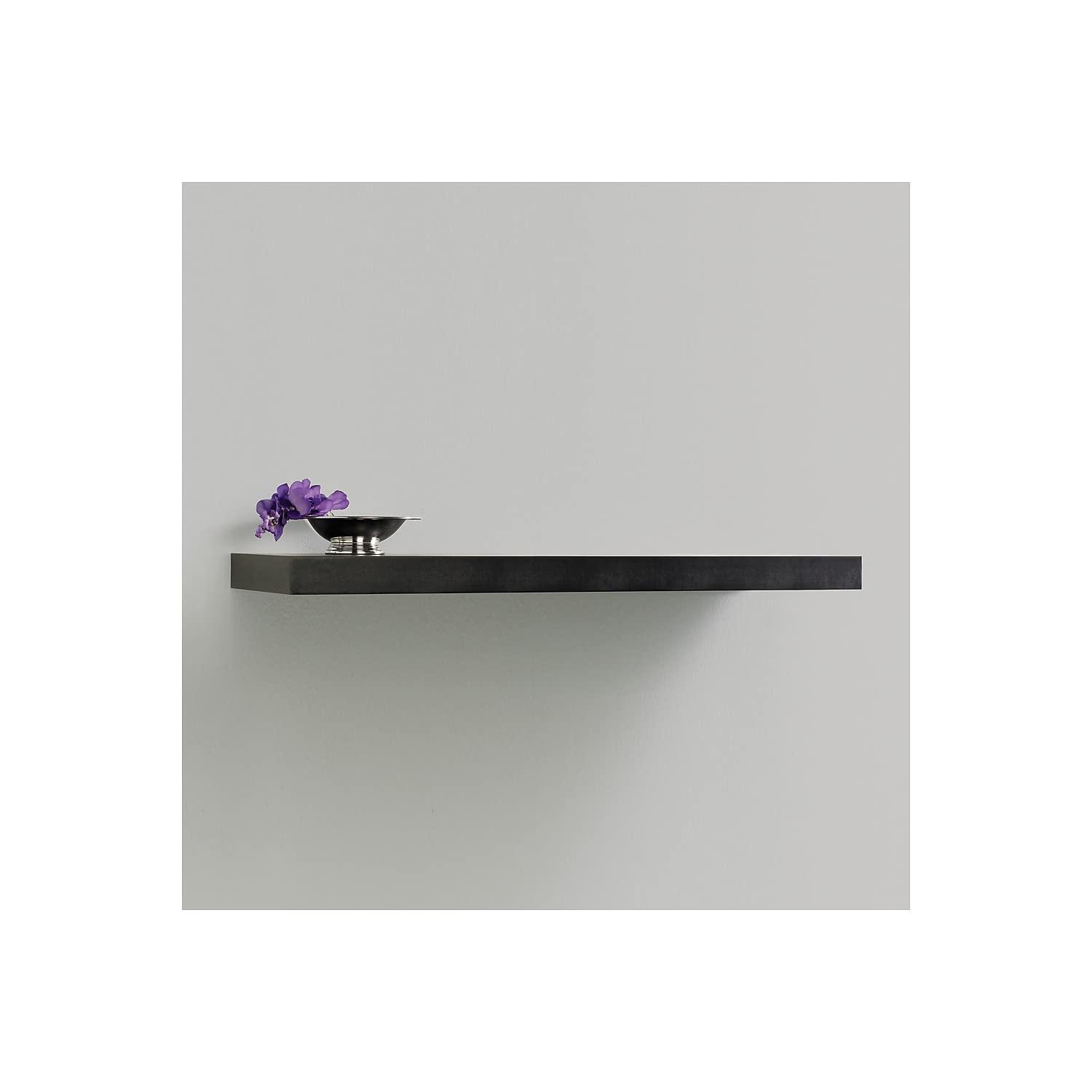 InPlace 24" Floating Shelf Wall Mounted Hidden Brackets Espresso : Modern Decor, Wood Composite, Includes Mounting Hardware
