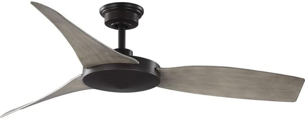 54" Antique Bronze Ceiling Fan with Grey Weathered Wood Blades