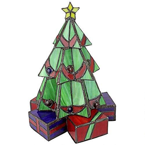 Ruby Emerald Sapphire 20" Hand-Crafted Stained Glass Christmas Tree Sculpture