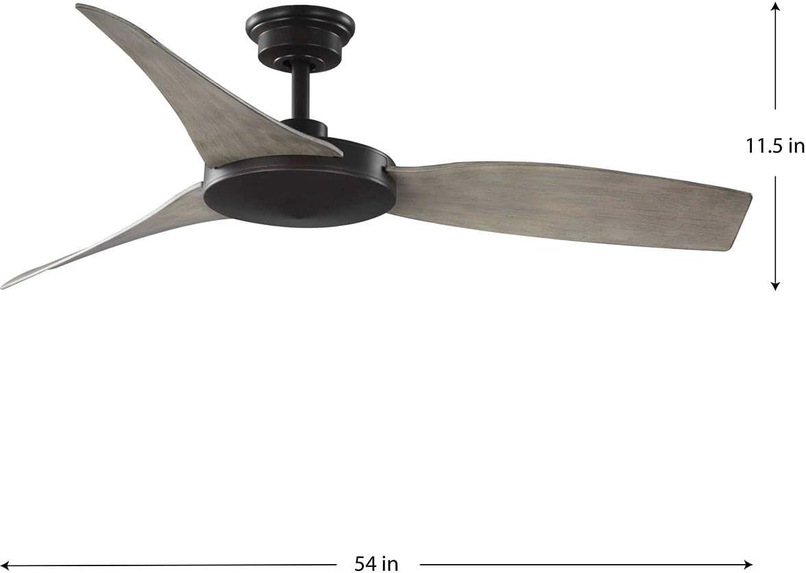 Spicer Collection 54" Three-Blade Antique wood/Antique Bronze Indoor/Outdoor DC Motor Contemporary Ceiling Fan