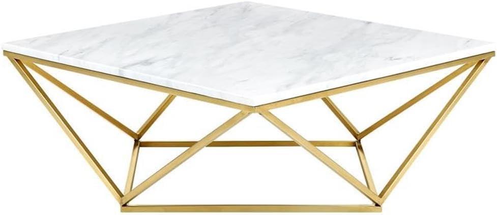 Meridian Furniture Mason Contemporary Stone Coffee Table in Gold