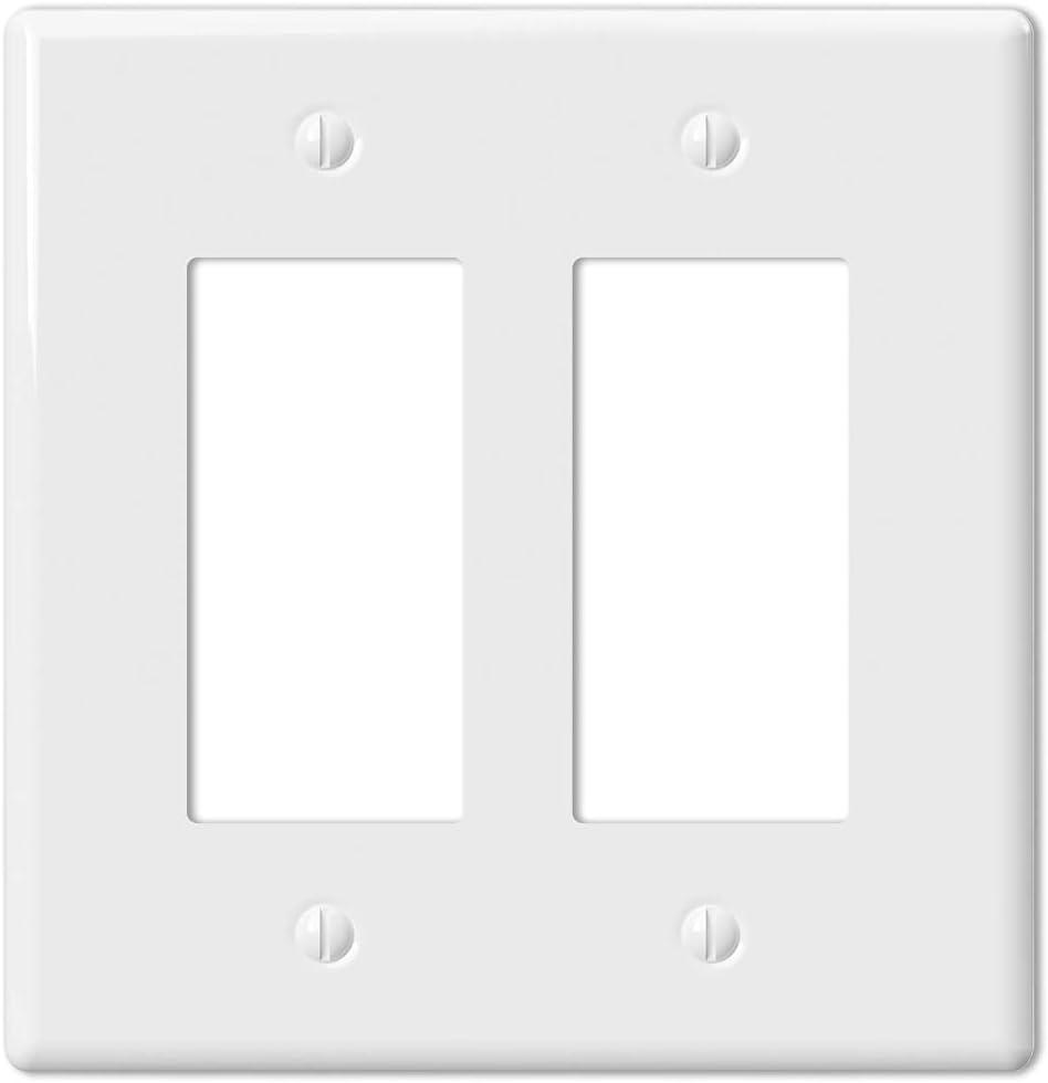 Amerelle 3000RRW Metro Wallplate, 2 Rocker Ceramic, White, 1-Pack