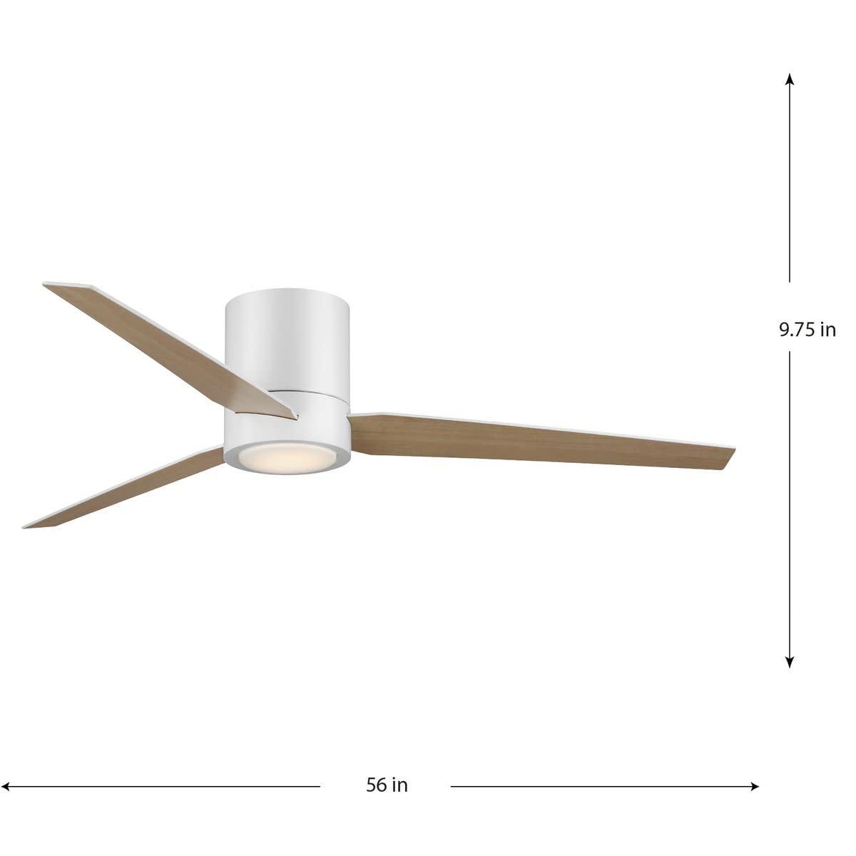 Braden 56" Integrated LED Indoor Satin White Mid-Century Modern Ceiling Fan with Light Kit and White Opal Shade and Remote Control