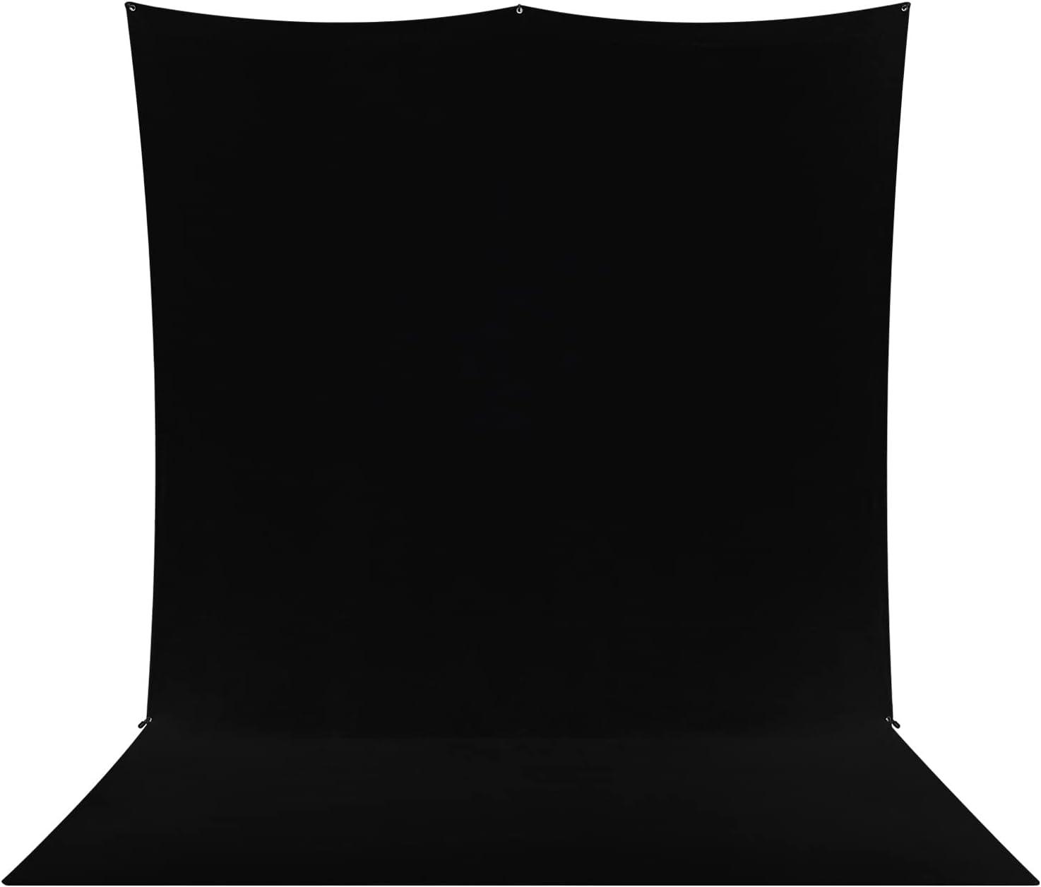 Rich Black 8x13' Wrinkle-Resistant Backdrop with Grommets