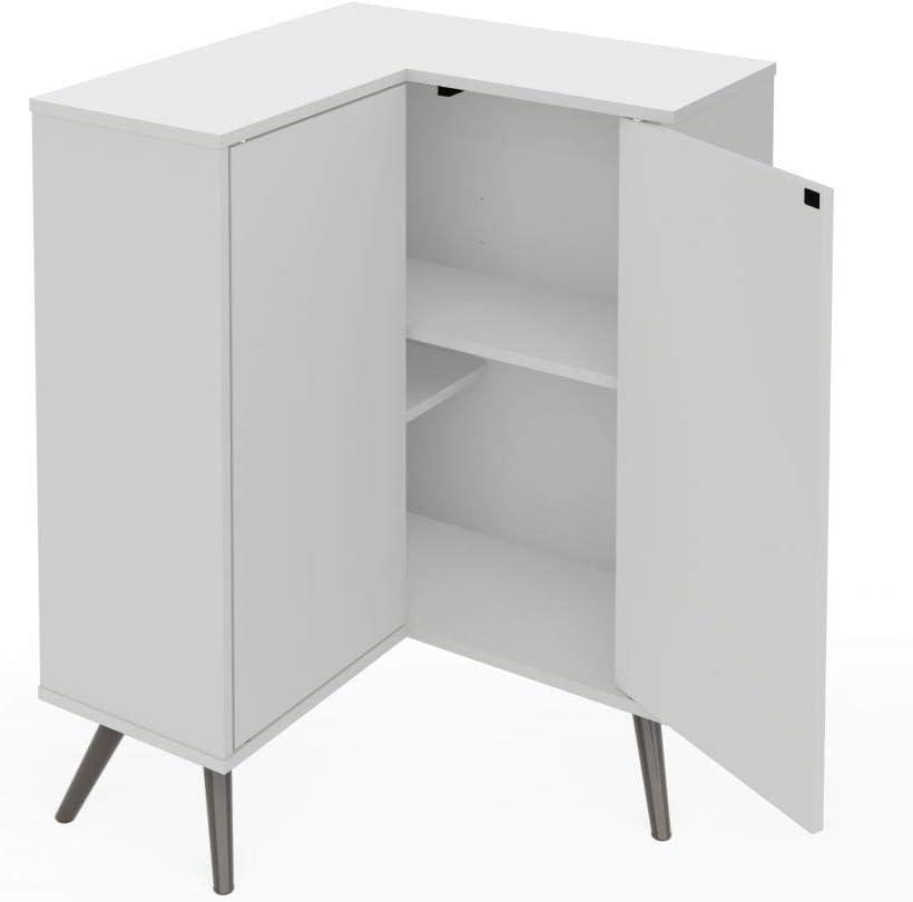 Bestar Armario de Almacenamiento de Madera de Esquina Krom en Blanco