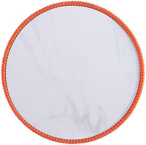 Manhattan Comfort Set of 2 Anderson Leatherette End Tables with Faux Marble Tabletop Orange: Modern Round Side Tables