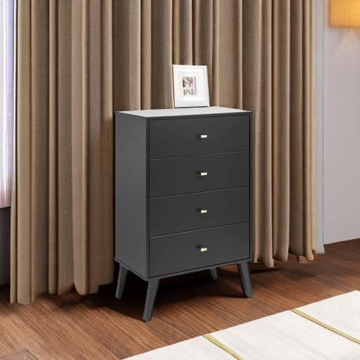 Milo Mid Century Modern 4 Drawer Chest Cherry - Prepac: Sleek Bedroom Storage Solution