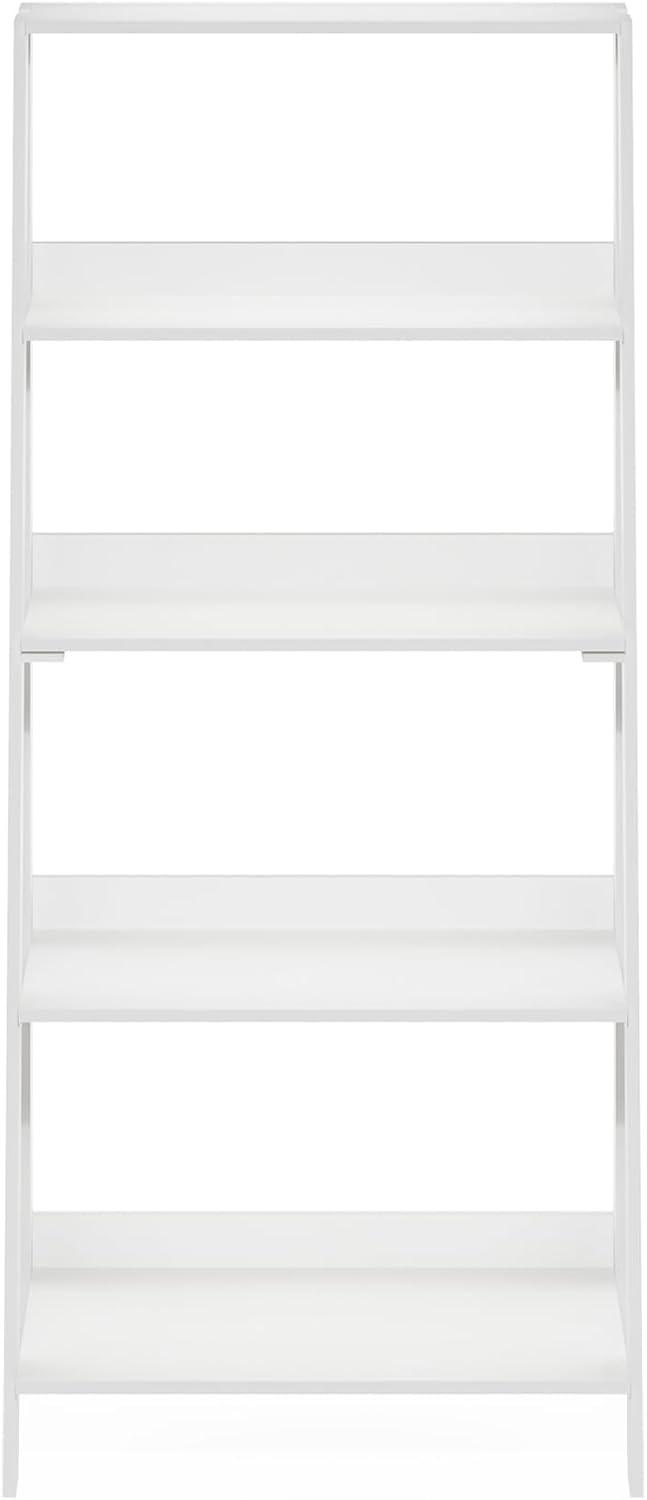 Furinno Ladder Bookcase Display Shelf, 5-Tier, White