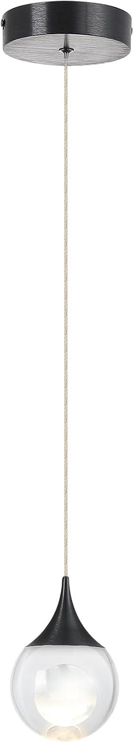 JoollySun Crystal LED Pendant Light: Black Modern Mini Light Fixtures Ceiling Hanging for Kitchen Island Bathroom