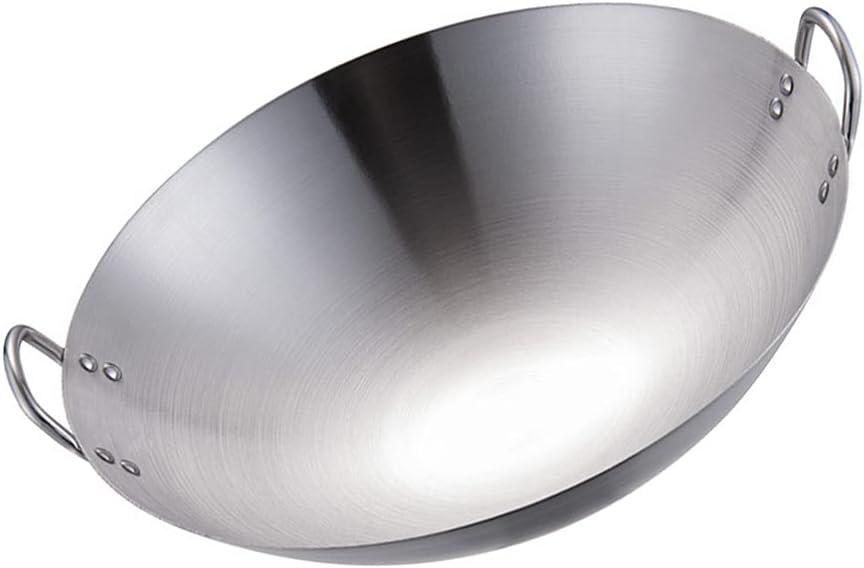 Homemaxs Wok Steel Pan Frying Carbon Stir Fry Stainless Pan Iron Skillet Bottom Flat Chinese Cast Pans Non Stick Wok Griddle Pot