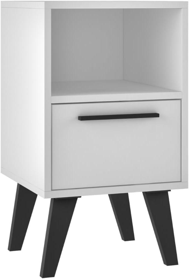 Mid-Century- Modern Amsterdam Nightstand 1.0 with 1 Shelf in White