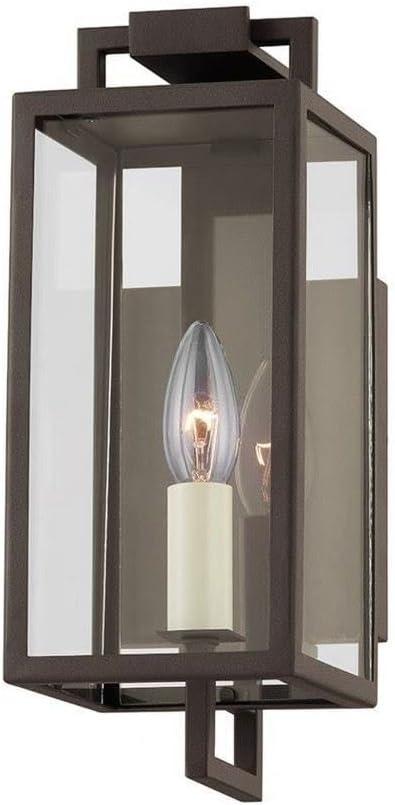 Textured Bronze and Clear Glass Outdoor Wall Sconce