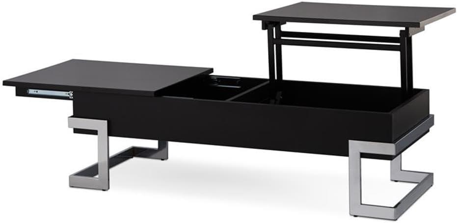 ACME Calnan Rectangular Lift Top Coffee Table in Black and Chrome