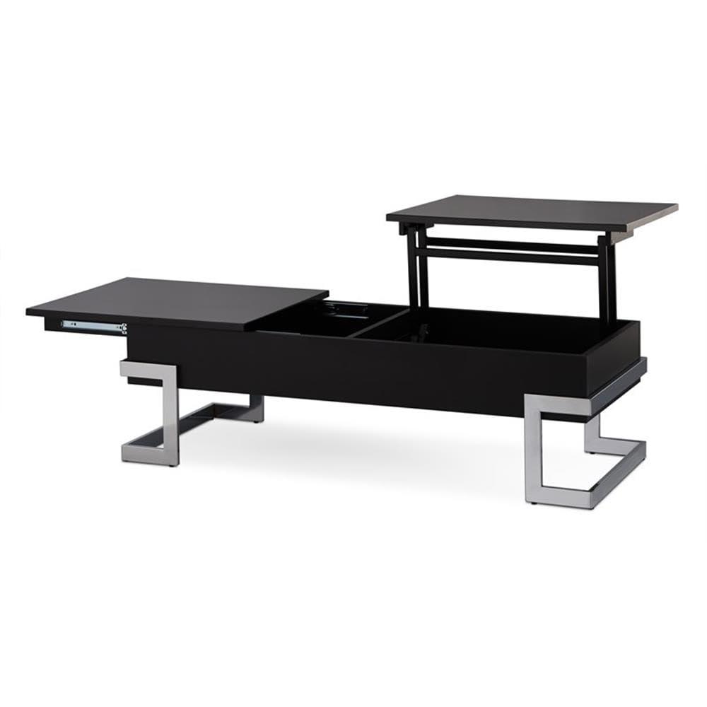 ACME Calnan Rectangular Lift Top Coffee Table in Black and Chrome