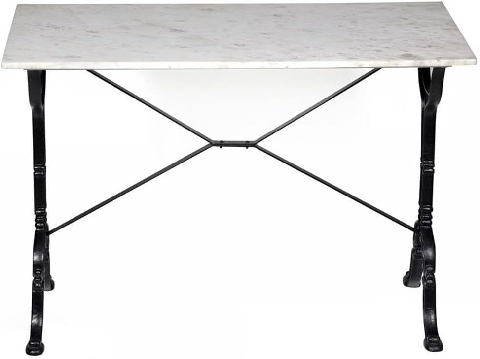 Carolina Living Draven Marble Top Bar Table White/Black: Iron Frame, 36" High Counter Table