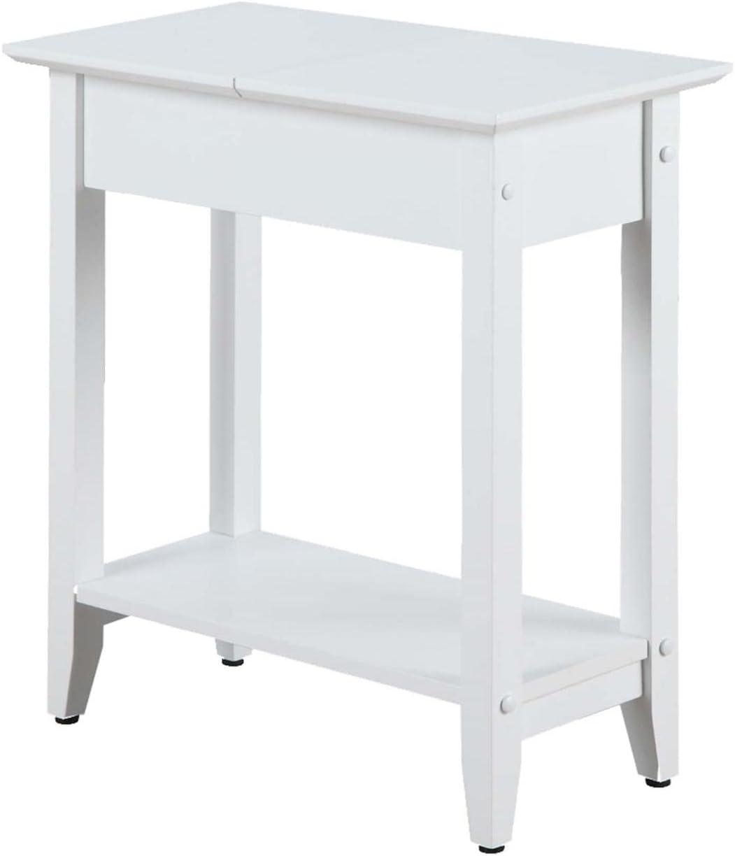 Convenience Concepts American Heritage Flip Top End Table with Shelf, White