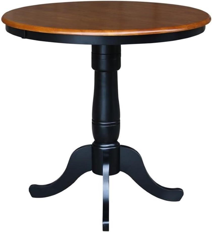 International Concepts 36" Round Table in Black and Soft Cherry