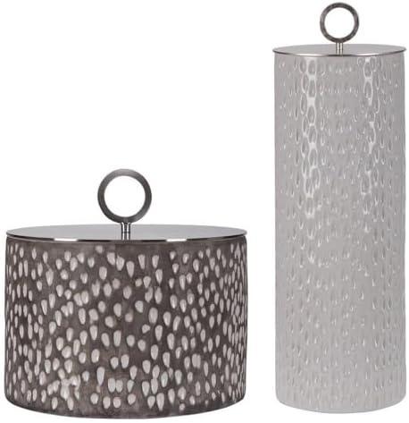 Bowery Hill Modern Ceramic Container in Off White (Set of 2)