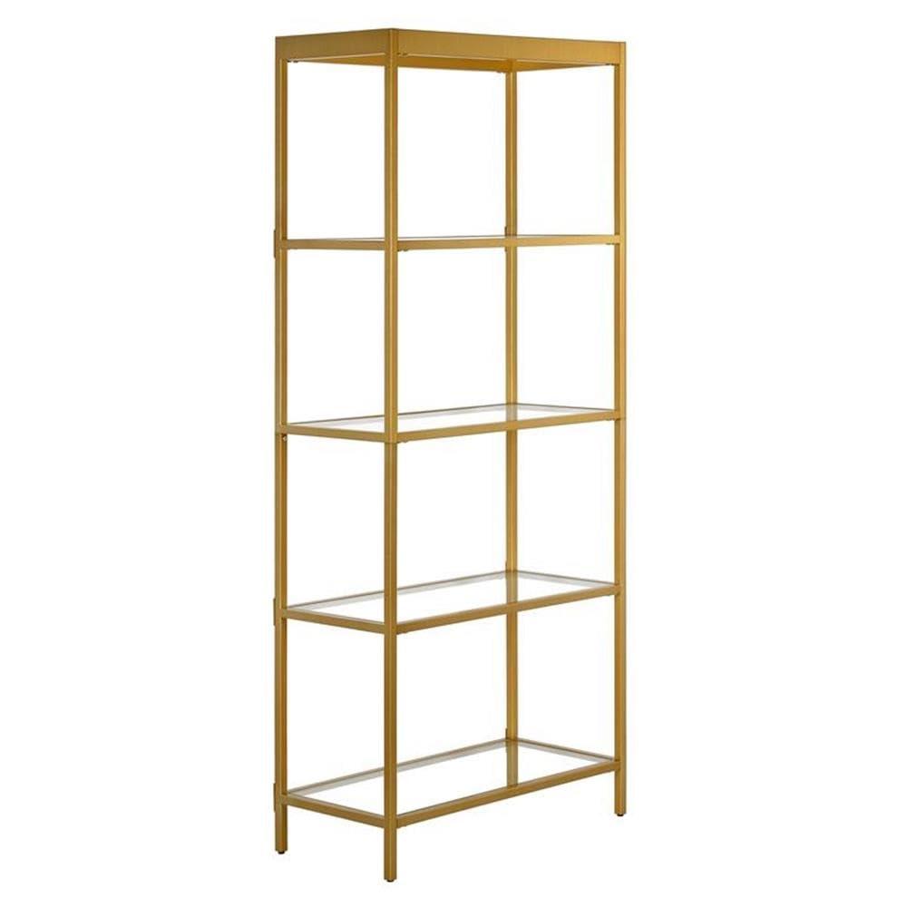 Evelyn&Zoe Alexis 30" Wide Rectangular Bookcase, Brass