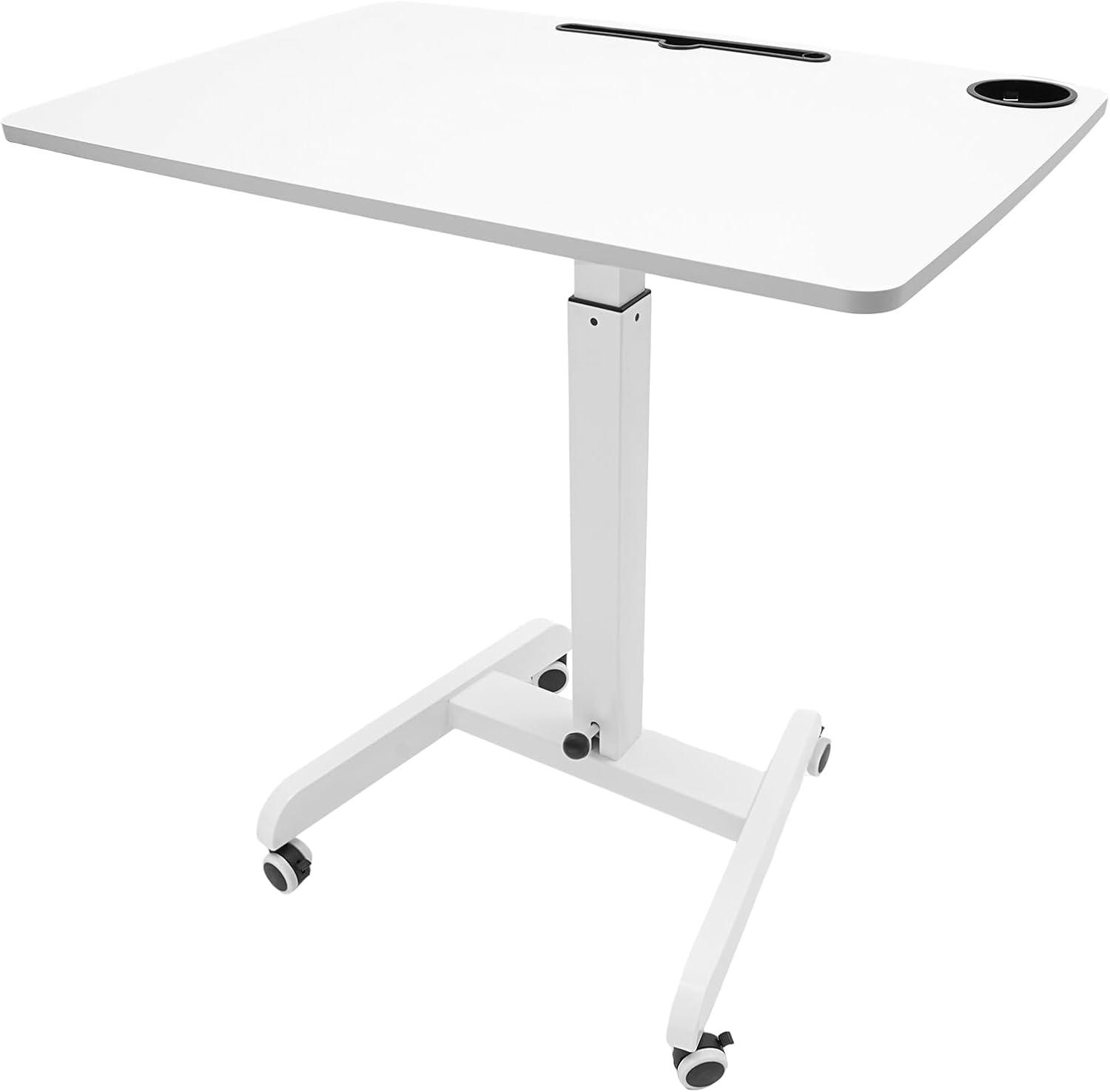 XIANERS Mobile Standing Desk Pneumatic Computer Table Adjustable Height Mobile Stand Up Desk With Wheels Portable Rolling Desk Computer Desk Laptop Desk Standing Table latest