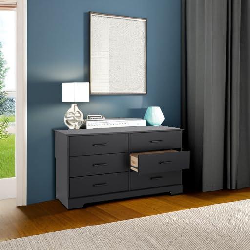 Prepac Rustic Ridge Farmhouse Black 6-Drawer Bedroom Dresser, 18.25" D x 53.25" W x 28.5" H